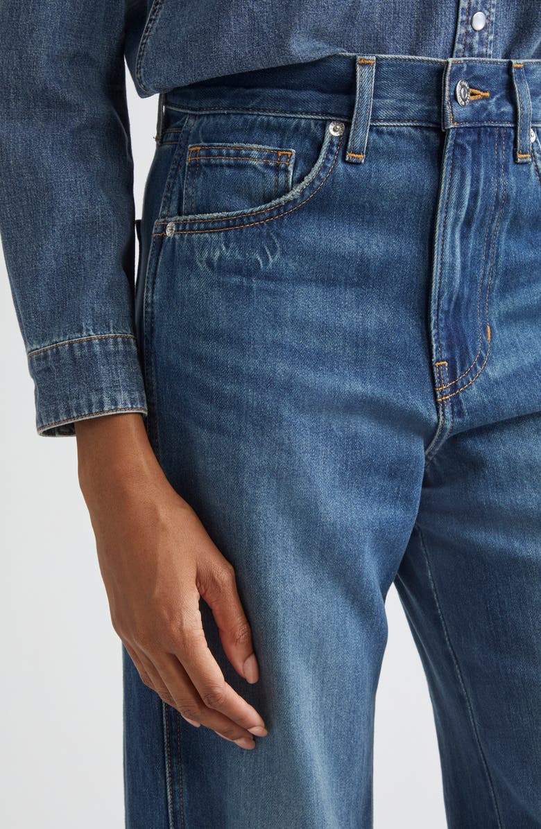 Veronica Beard Kasey Raw Hem Mid Rise Wide Leg Jeans, Alternate, color, 