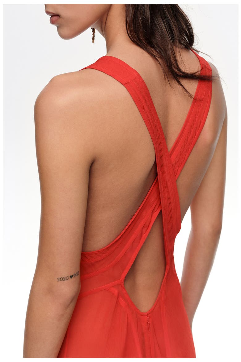 Fluid Cross-Back Dress, Alternate, color, RED