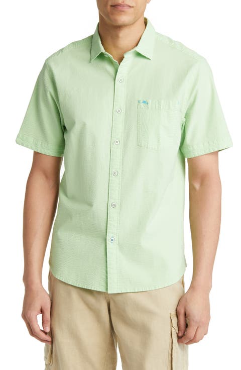 Nova Wave Short Sleeve Stretch Cotton Button-Up Shirt