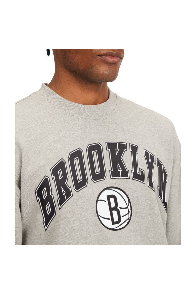 Men's Tommy Jeans Gray Brooklyn Nets James Patch Pullover Sweatshirt, Alternate, color, Gray