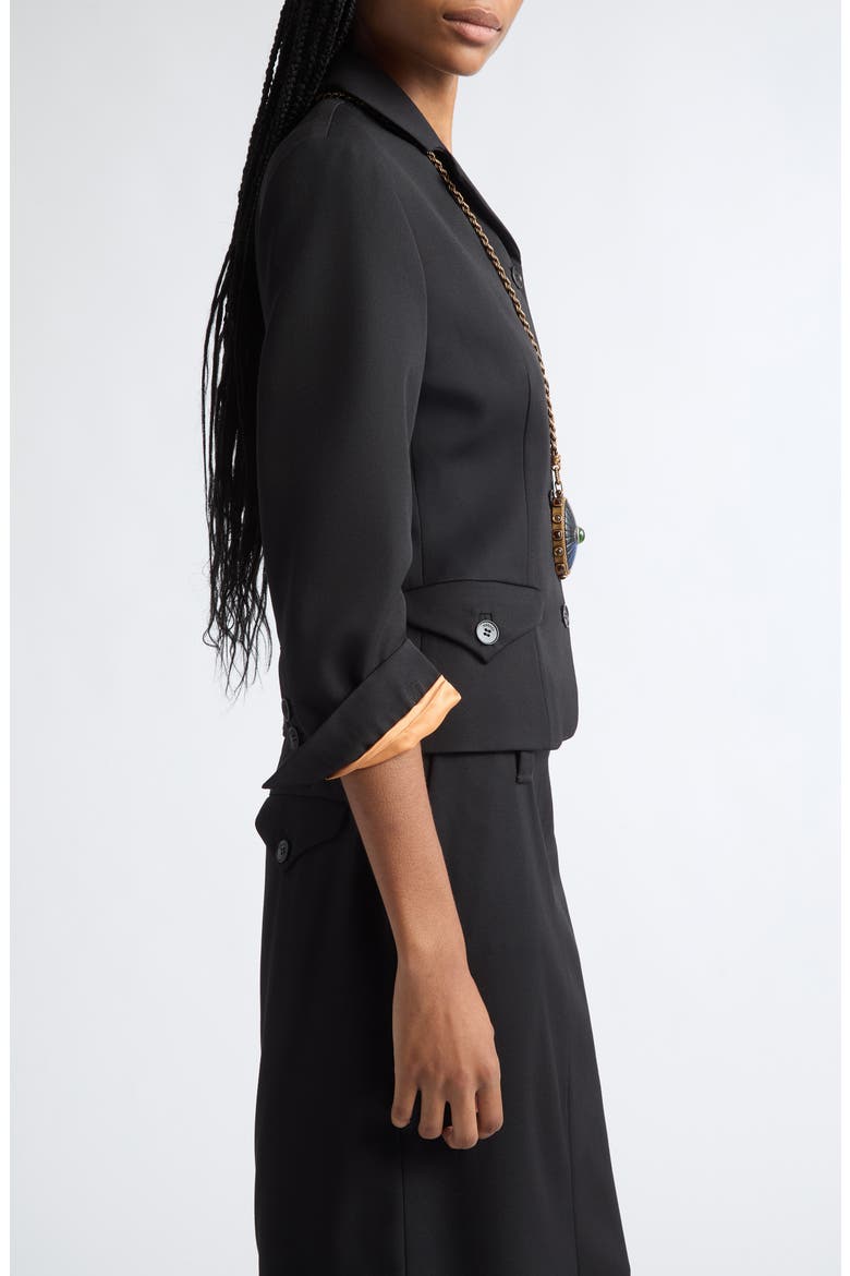 Wool Grain de Poudre Informal Jacket, Alternate, color, BLACK
