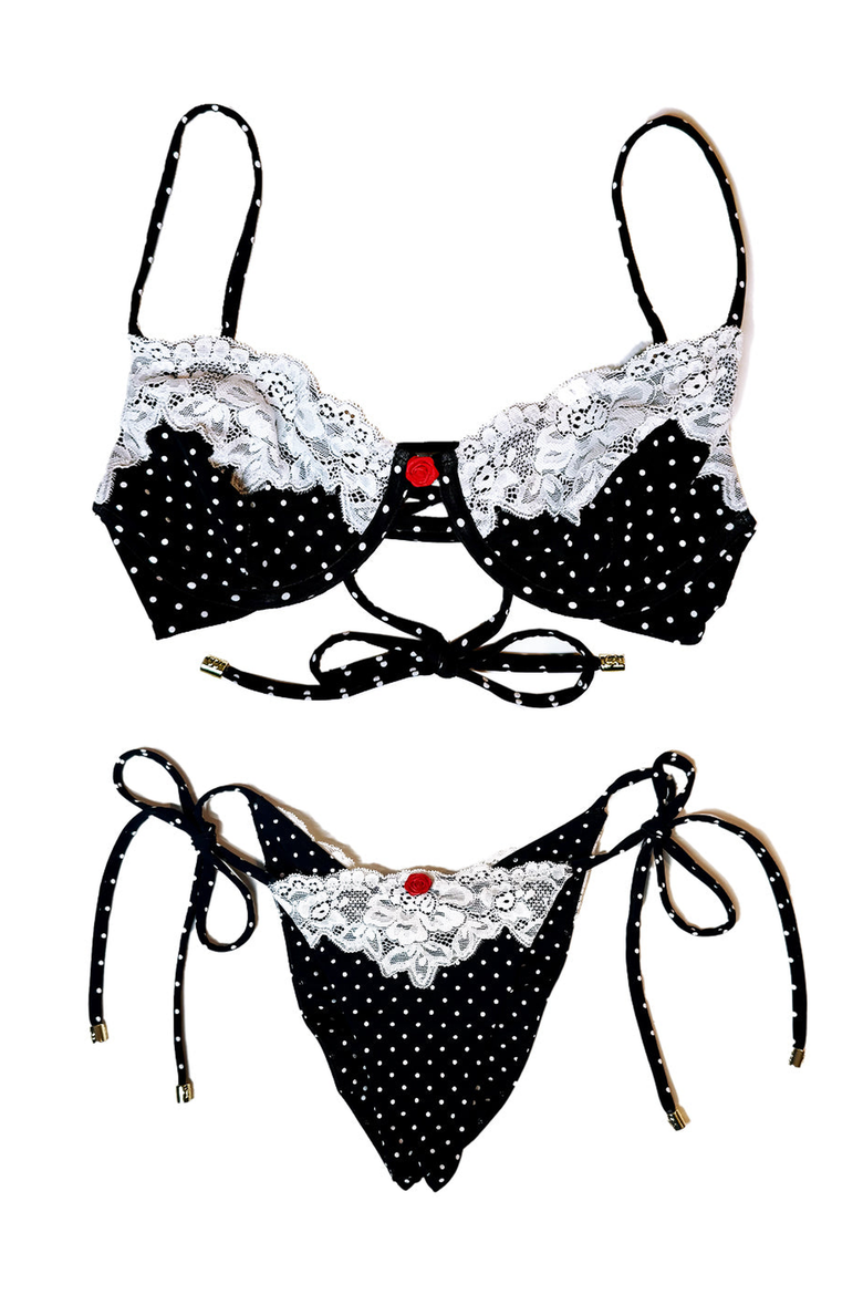 Gigi Underwire Bikini Top, Alternate, color, Black White Dot