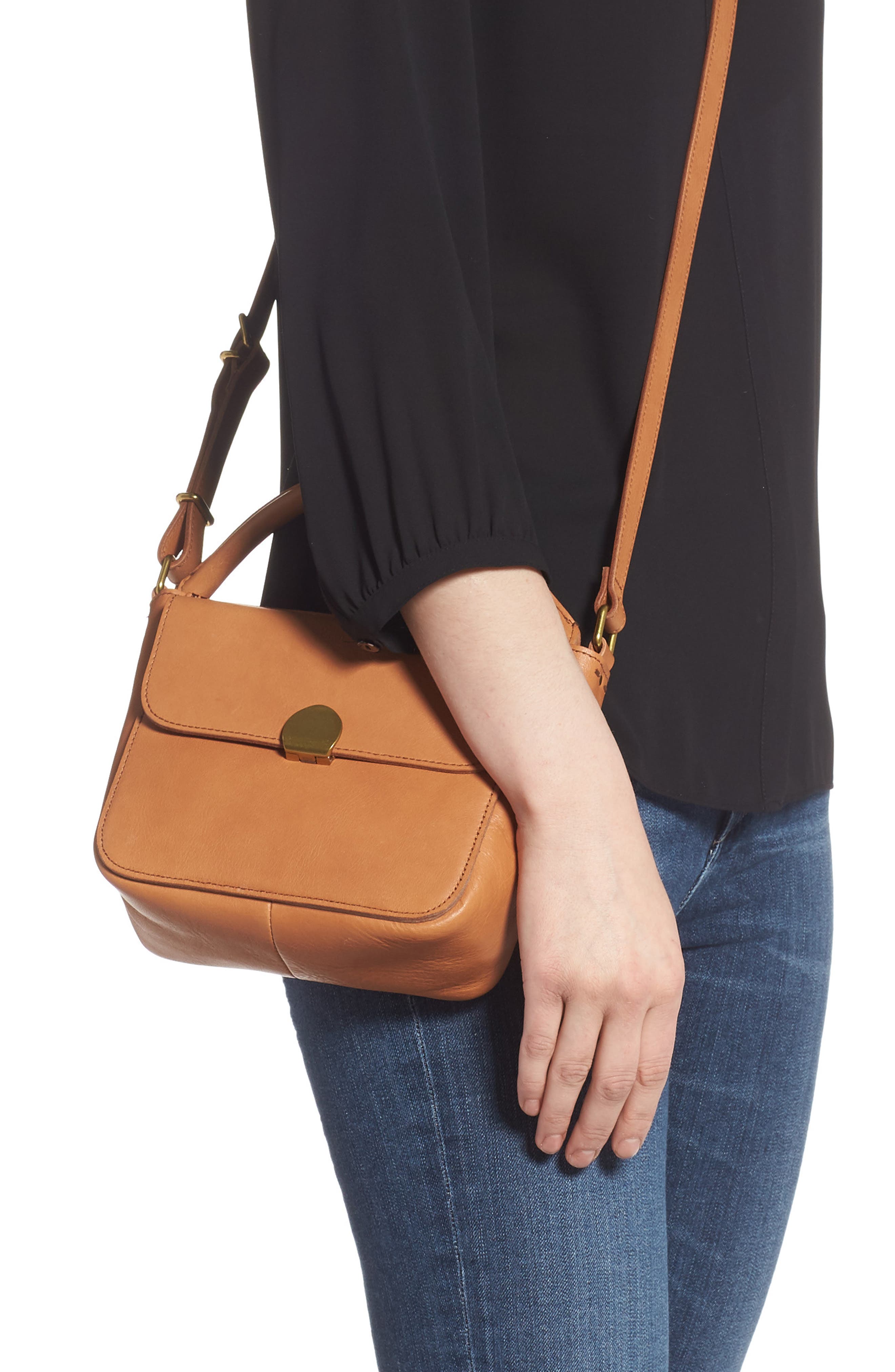 The Mini Abroad Leather Crossbody Bag, Alternate, color, DESERT CAMEL