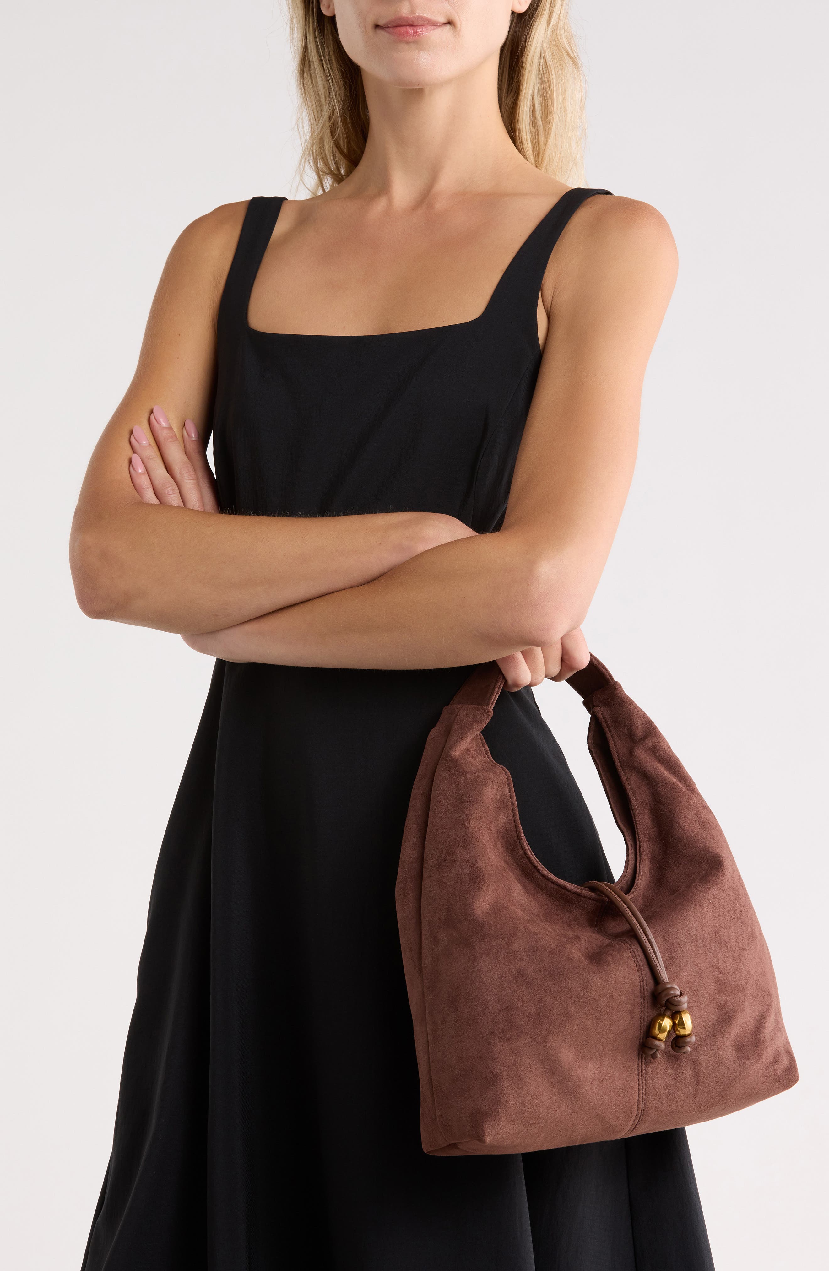 Browan Faux Suede Hobo Bag, Alternate, color, BROWN FAUX SUEDE
