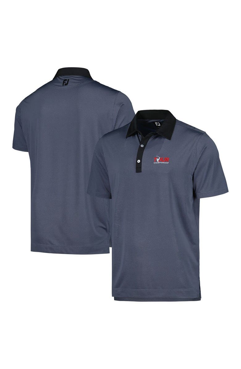 FOOTJOY Men's FootJoy Navy TOUR Championship Stretch Lisle Mini Check ProDry Polo, Alternate, color,