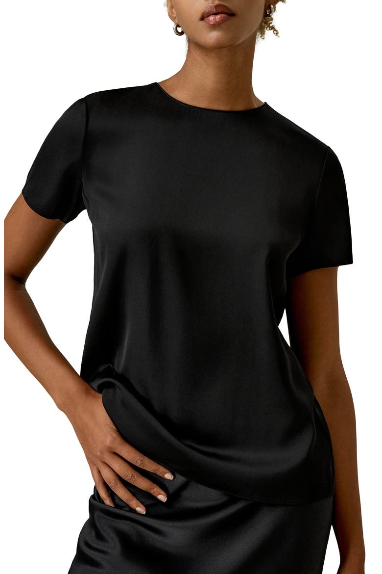 Women's Basic Silk T-shirt, Main, color, Black