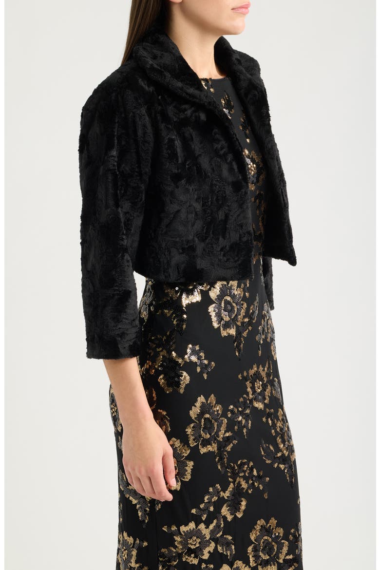 Furbie Faux Fur Bolero, Alternate, color, BLACK