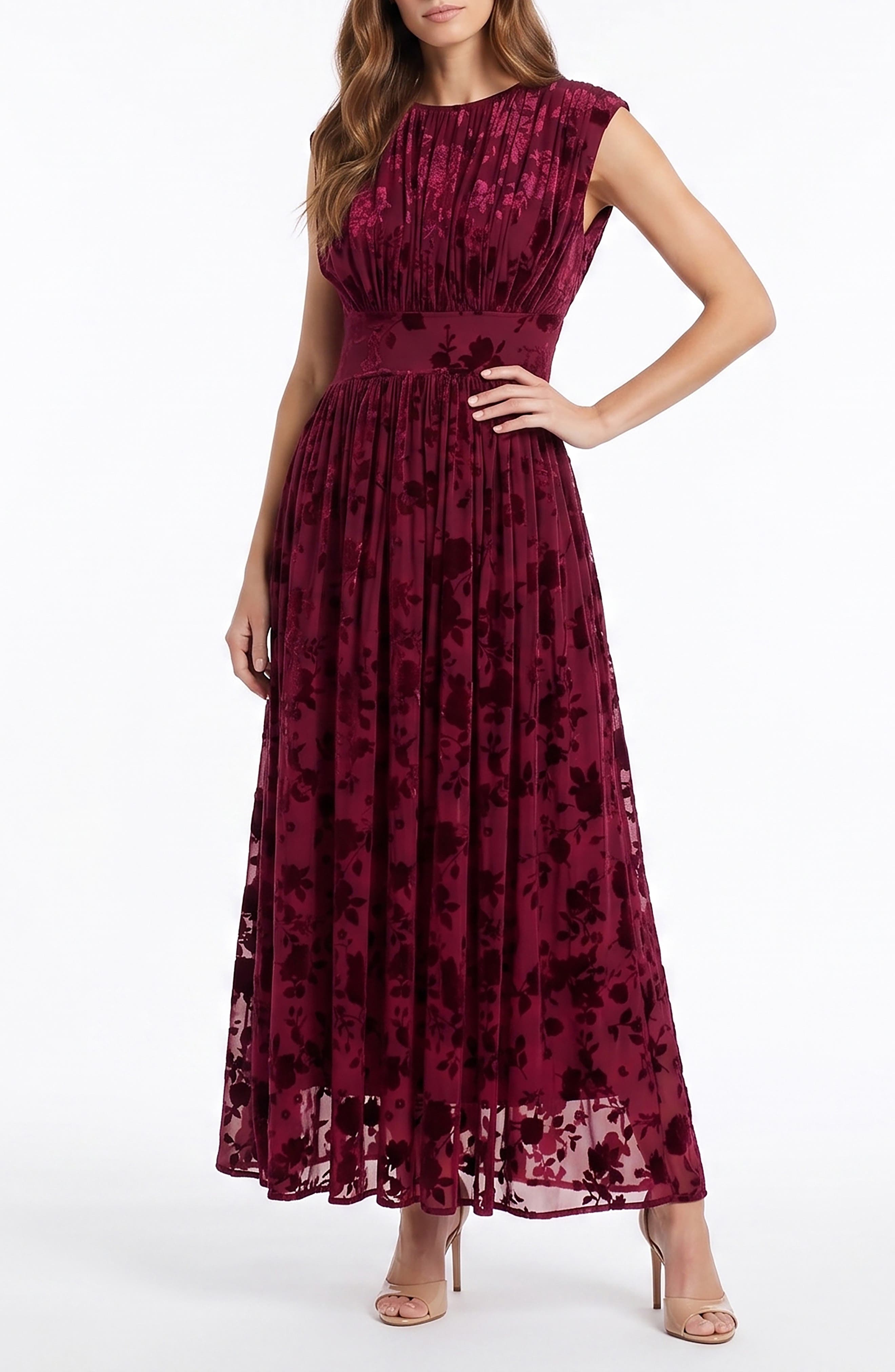 Floral Velvet Burnout Gown