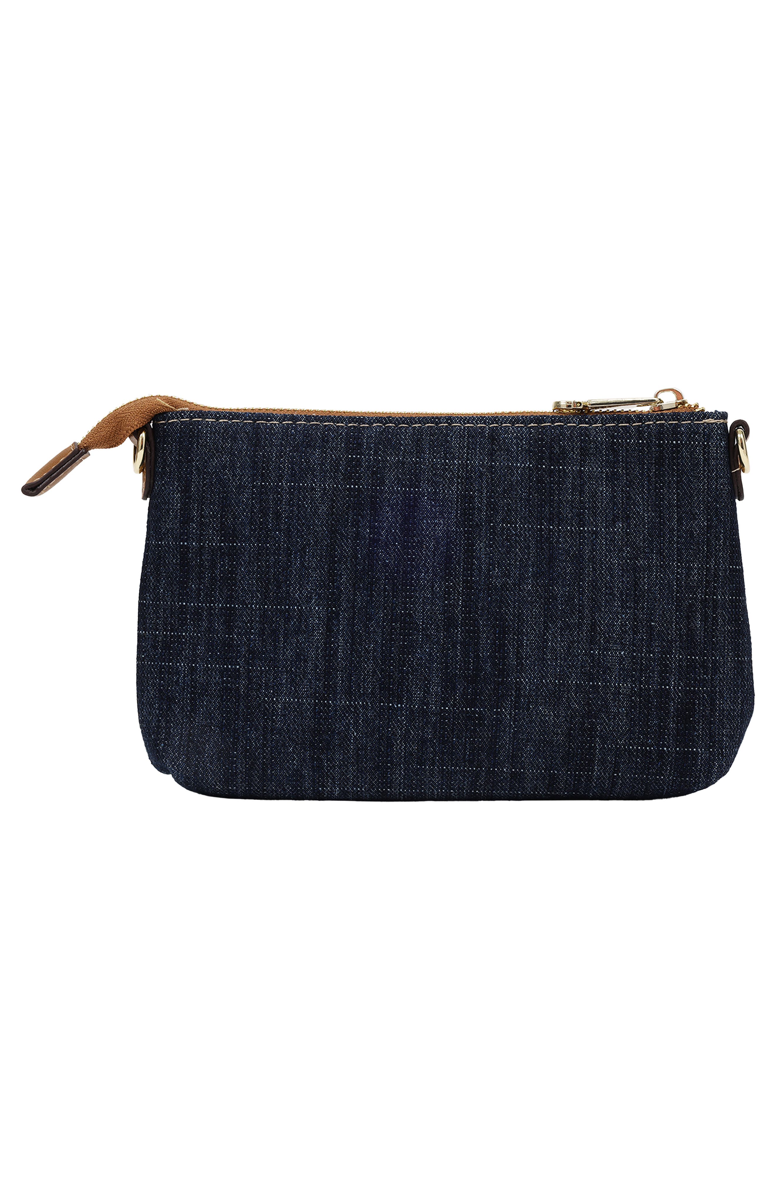 Frayed Denim Pouch on a Chain, Alternate, color, DENIM/ BLUE