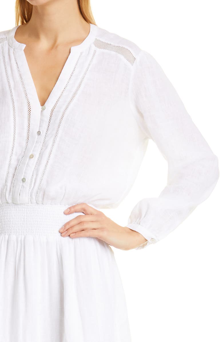 Rails Jasmine Smocked Waist Long Sleeve Dress, Alternate, color, White Lace Detail