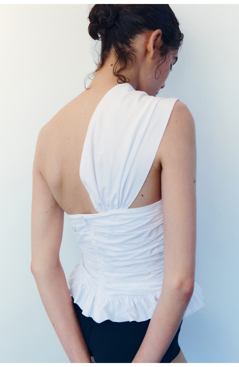 H&M Twist-detail One-shoulder Top, Alternate, color, White