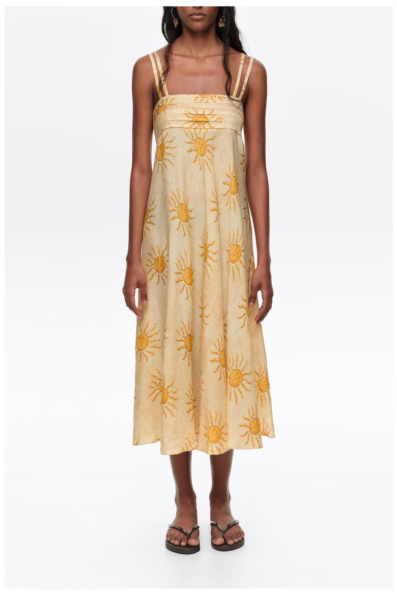 A-Line Pleated Midi Dress, Main, color, BIMBA BY THE SOUTH