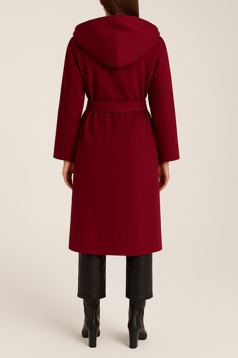 Cashmere Hooded Long Coat, Alternate, color, Bordeaux