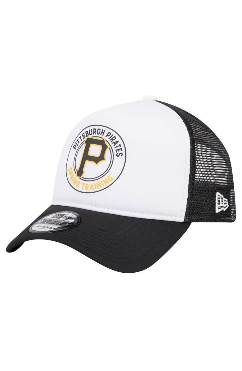 New Era Men's New Era White/Black Pittsburgh Pirates Spring Training Circle Foam A-Frame 9FORTY Trucker Adjustable Hat, Alternate, color, 