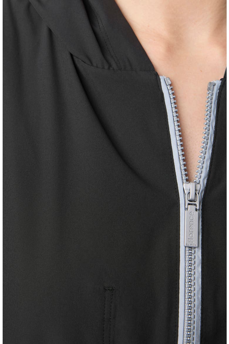 Front Zip Hooded Crop Track Jacket, Alternate, color, BLACK
