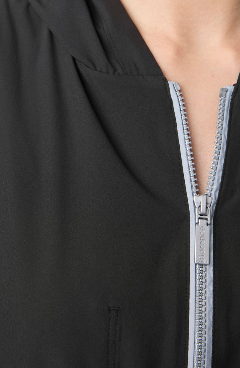 Florence by Mills Front Zip Hooded Crop Track Jacket, Alternate, color, Black