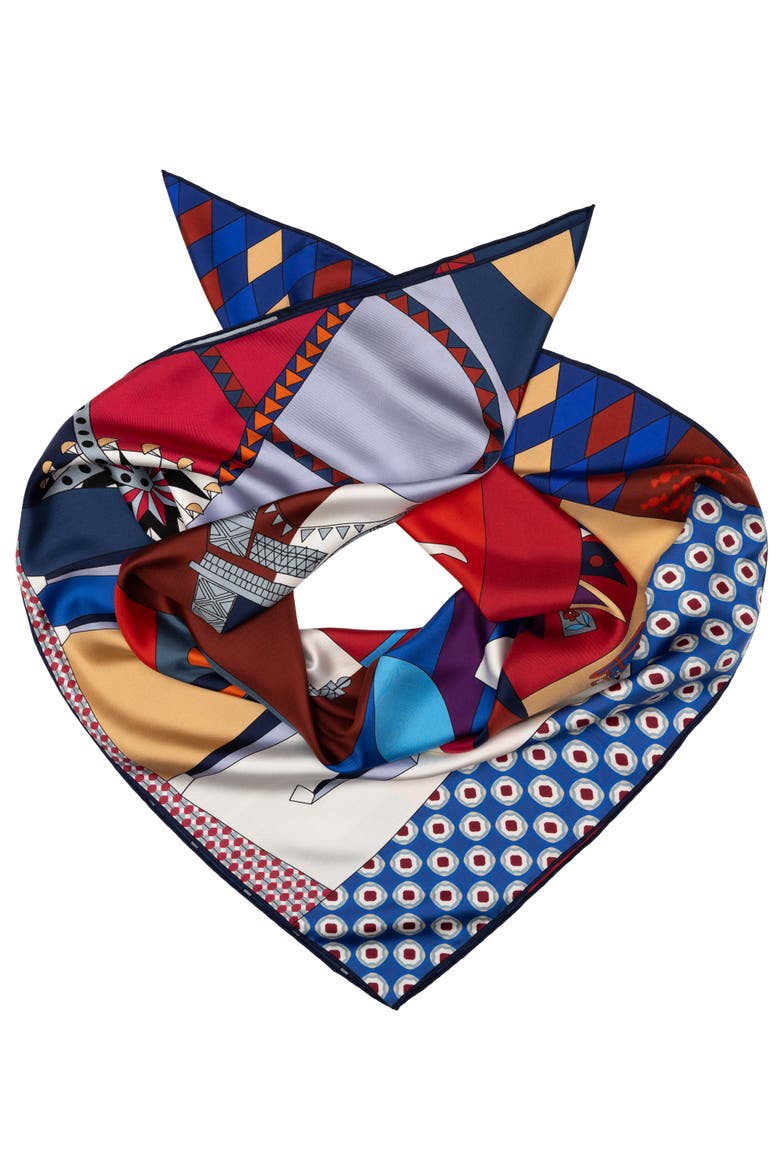 Parisian Carnival - Silk Foulard, Alternate, color, Red and Blue