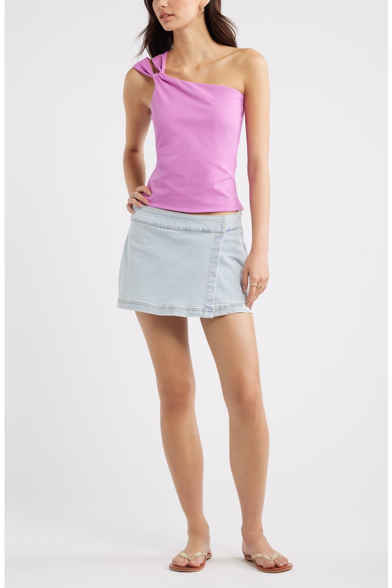 Stretch Cotton One-Shoulder Tank, Alternate, color, PINK CROCUS