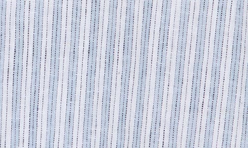 Truth Stripe Linen Blend Camp Shirt In Blue
