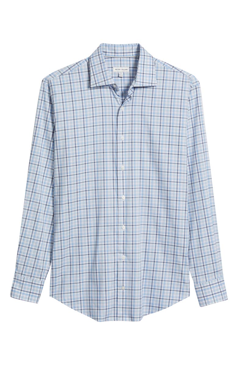 Peter Millar Crown Lite Shadow Check Performance Twill Button-Up Shirt, Alternate, color, Cottage Blue
