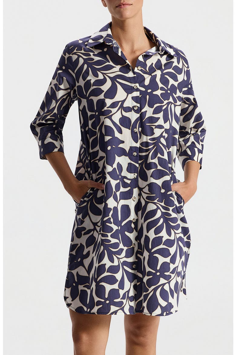 Michelle Blue Floral Button Down Dress, Alternate, color, Blue Floral
