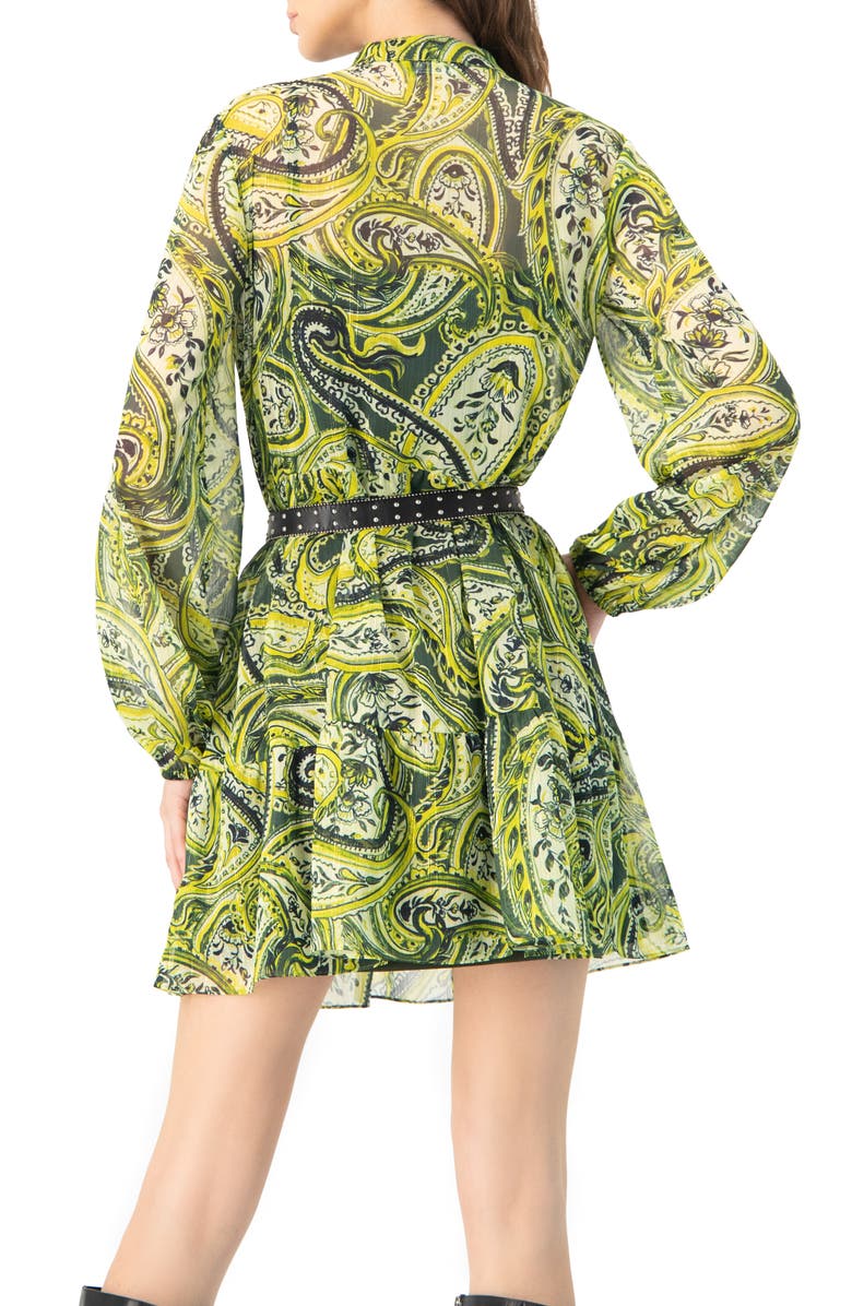 IVONNE Short Paisley Dress with Long Sleeves, Alternate, color, Green