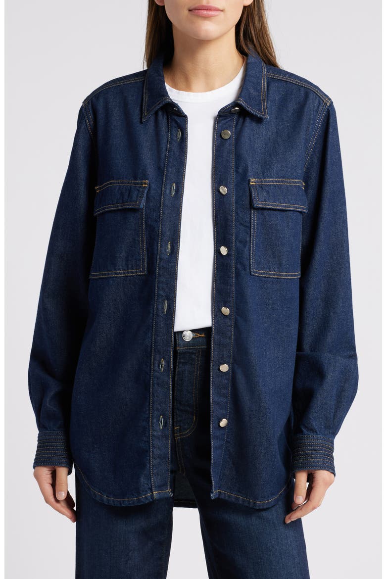 The Trapunto Denim Overshirt, Main, color, RINSE