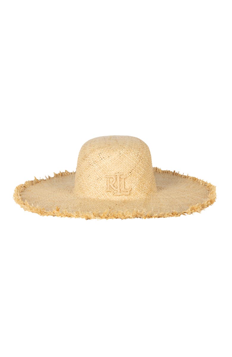 Lauren Ralph Lauren 3D Logo Raffia Sunhat, Main, color, Natural