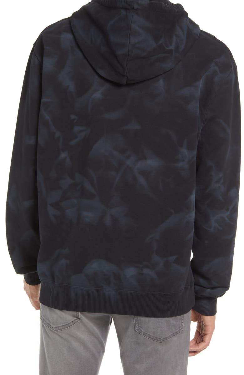 AllSaints Men's Auroras Tie Dye Cotton Hoodie, Alternate, color, Jet Black