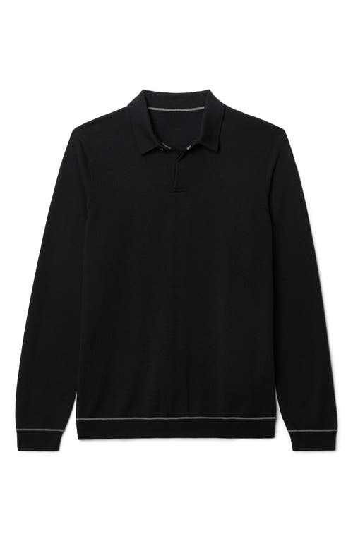 Rhone Compass Long Sleeve Polo In Black