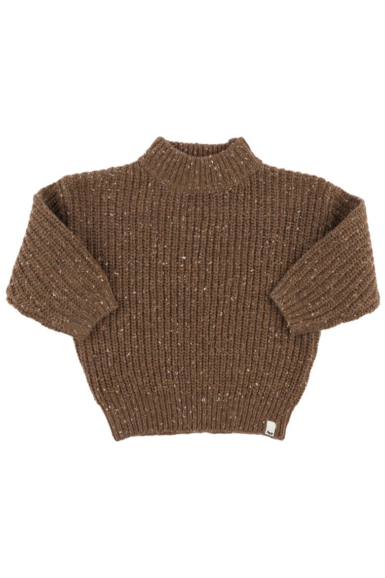Speckle Knit Grandpa Knitted Pullover, Main, color, Chocolate