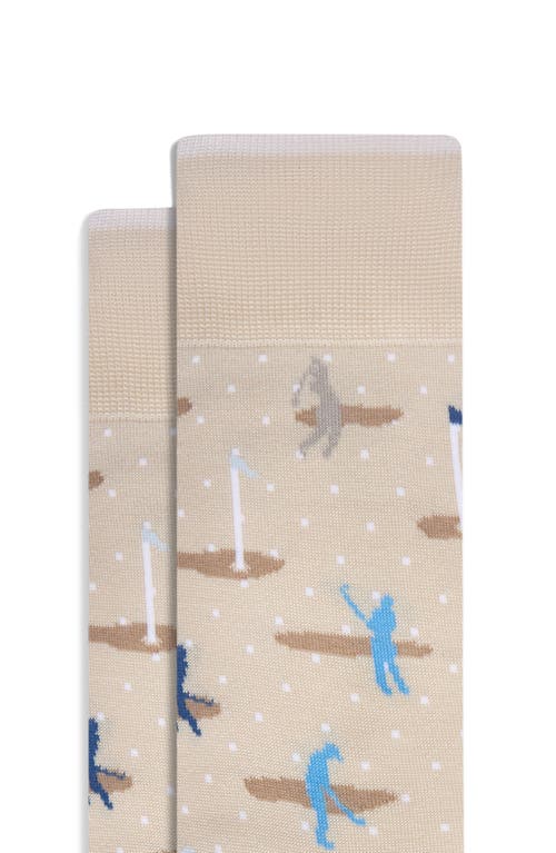 Bugatchi Golfer Mercerized Cotton Blend Dress Socks In Sand
