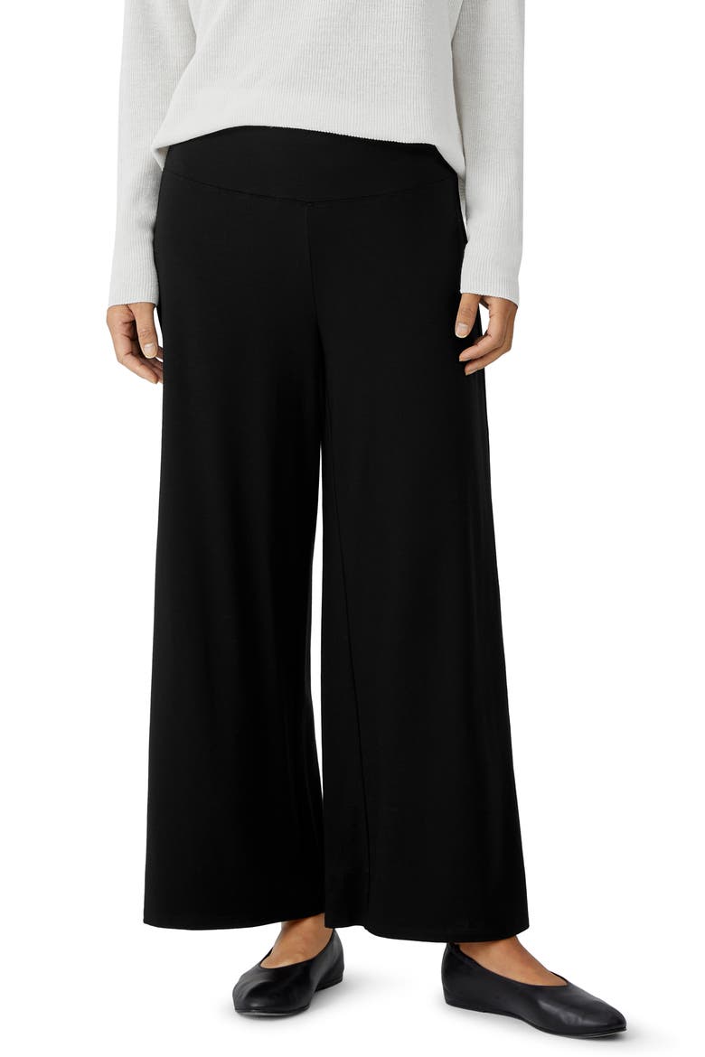 High Waist Wide Ankle Pants, Main, color, BLACK