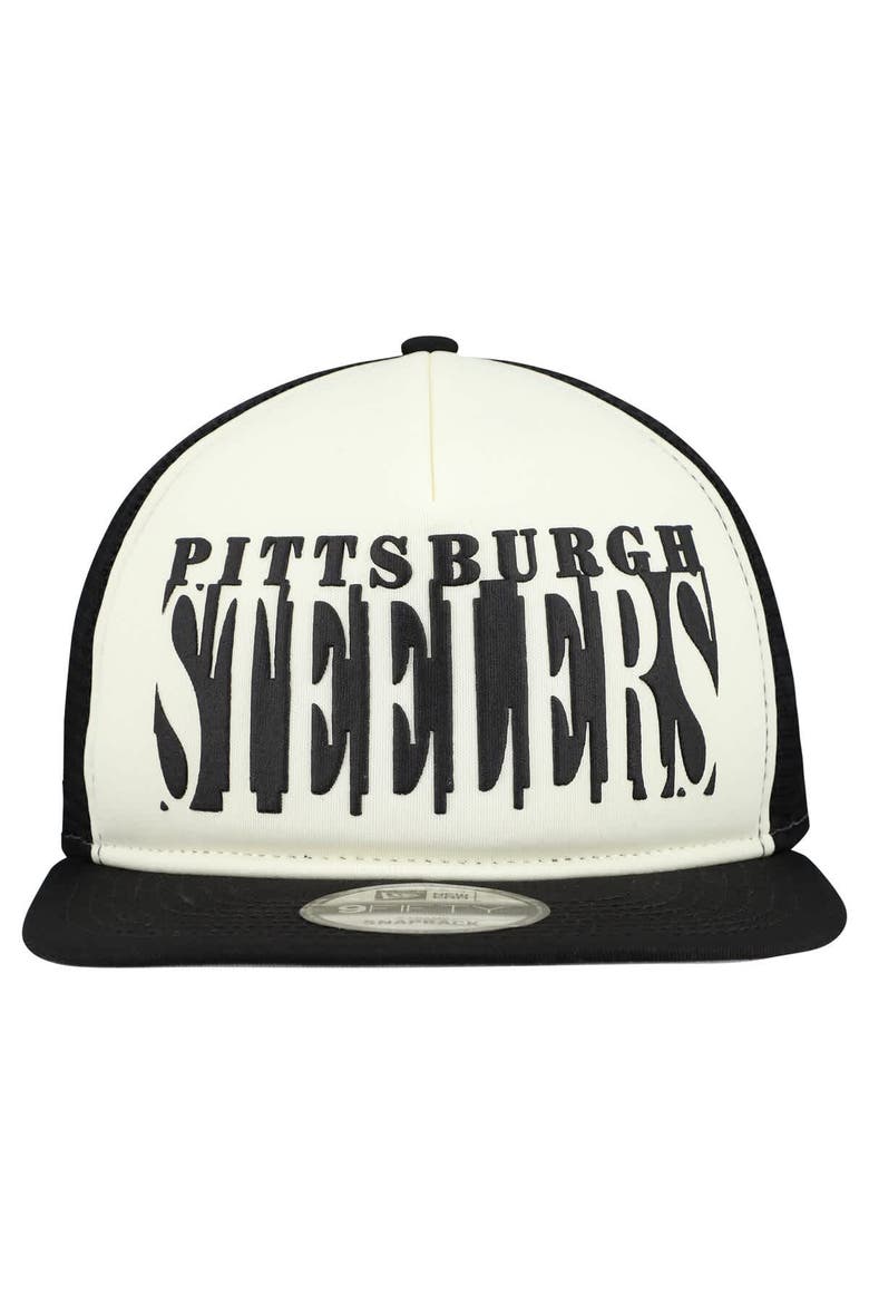 Men's New Era Cream/Black Pittsburgh Steelers  Cutout A-Frame 9FIFTY Snapback Hat, Alternate, color, Cream