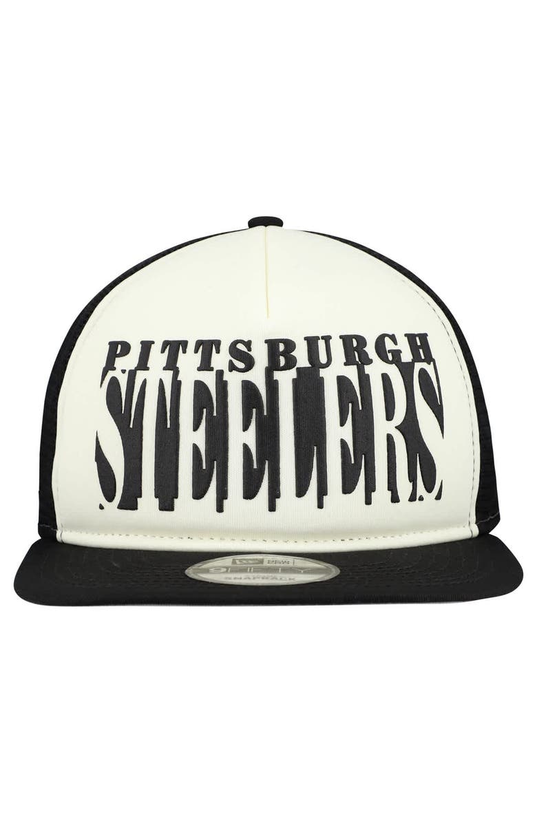 New Era Men's New Era Cream/Black Pittsburgh Steelers Cutout A-Frame 9FIFTY Snapback Hat, Alternate, color, Cream