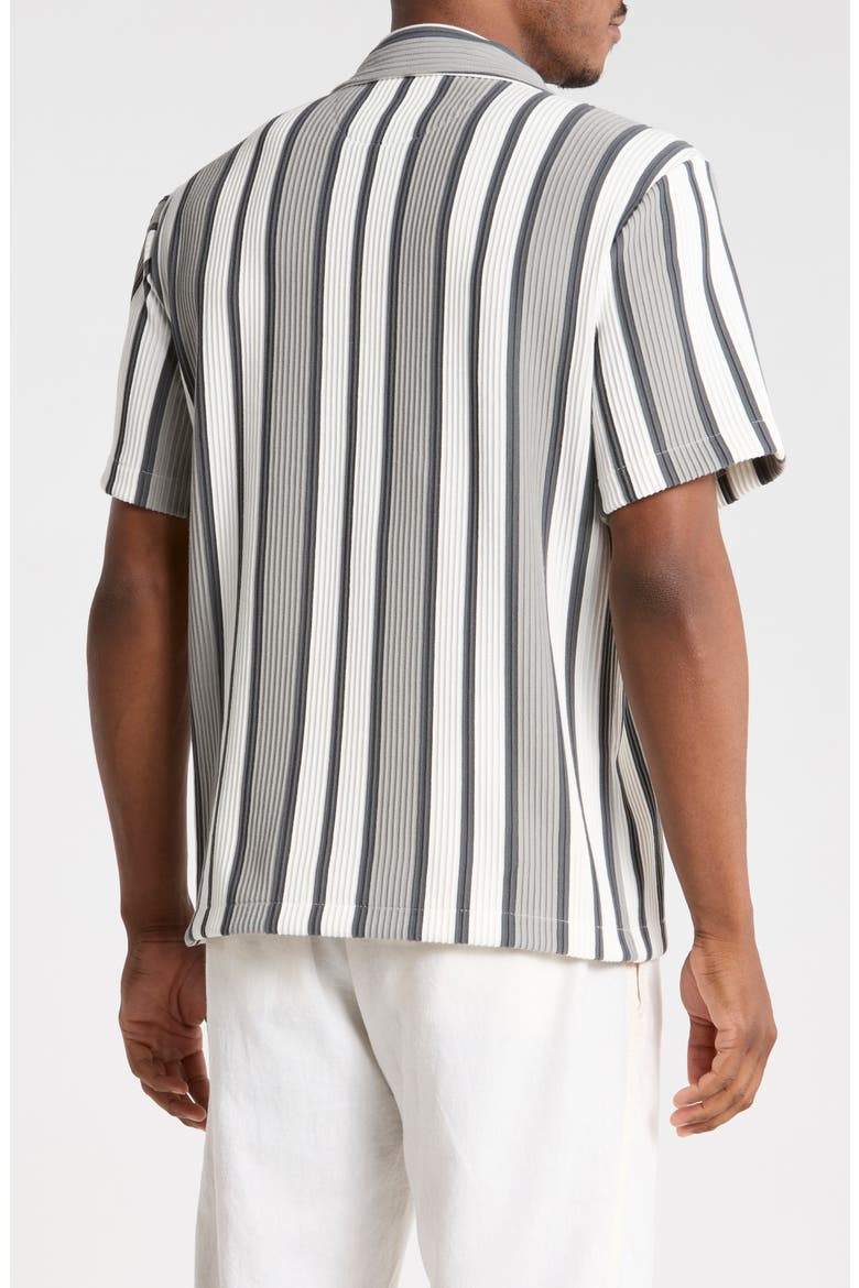 Relaxed Fit Stripe Camp Shirt, Alternate, color, WHITE