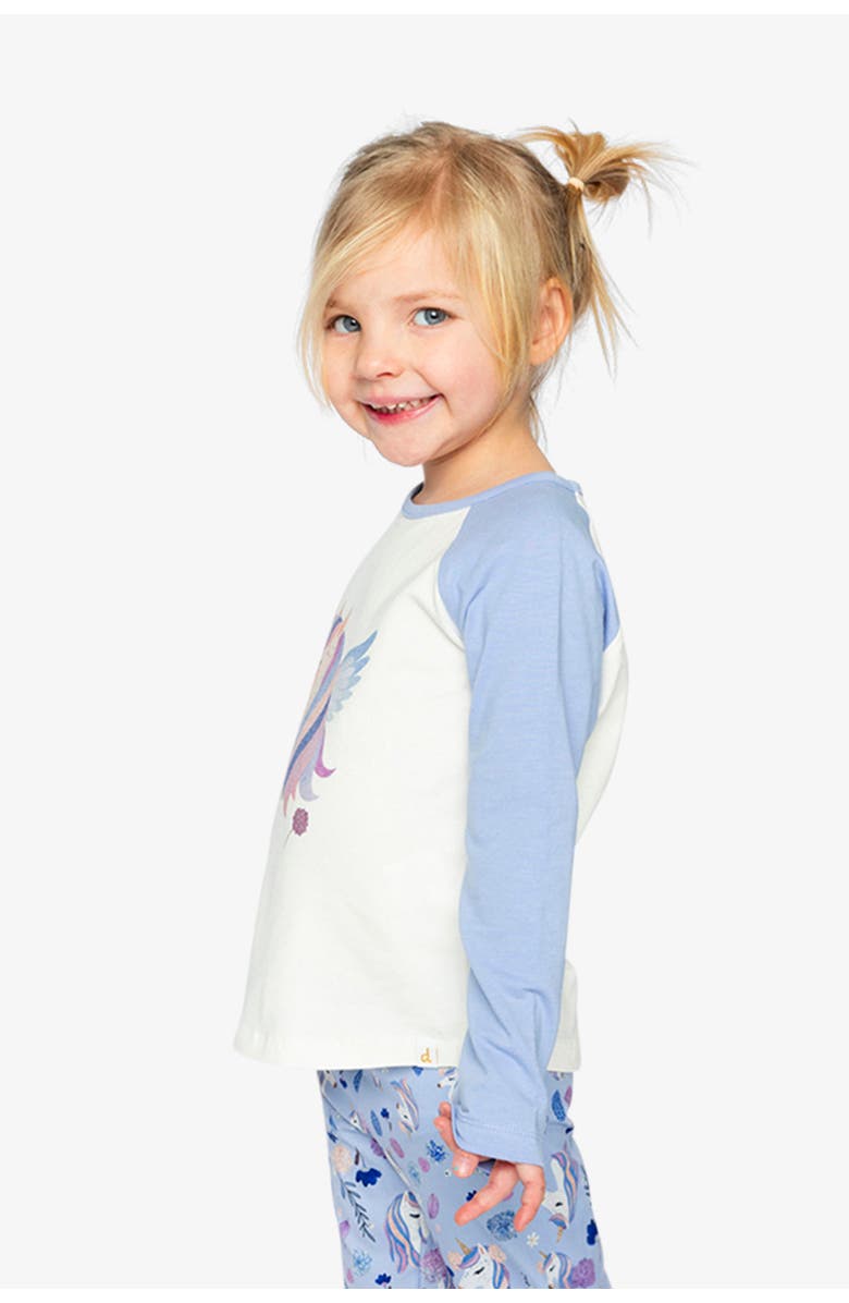 Deux par Deux Winged Glitter Contrast Raglan Organic Cotton Crew Neck T-Shirt, Alternate, color,