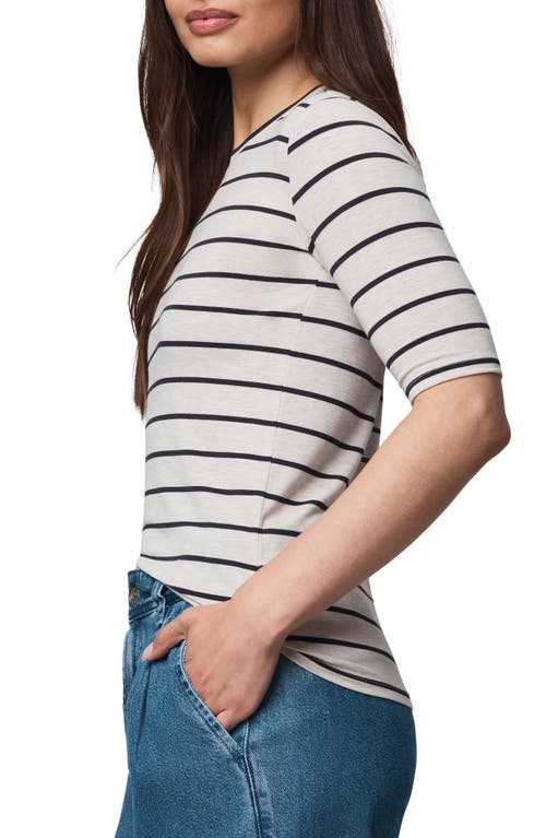 Splendid Quarter Sleeve Stripe Top In Gray