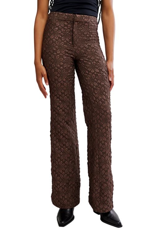 Free People Runaway Floral Flare Pants In Burgundy