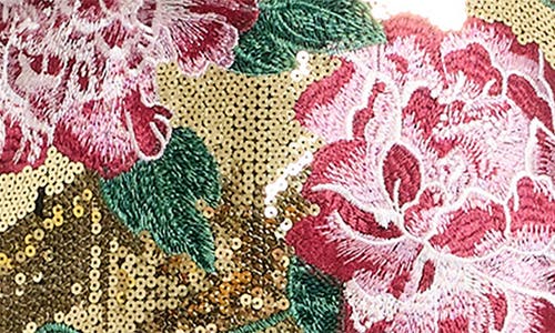 Dress The Population Reese Embroidered Floral Sequin Sheath Gown In Multi