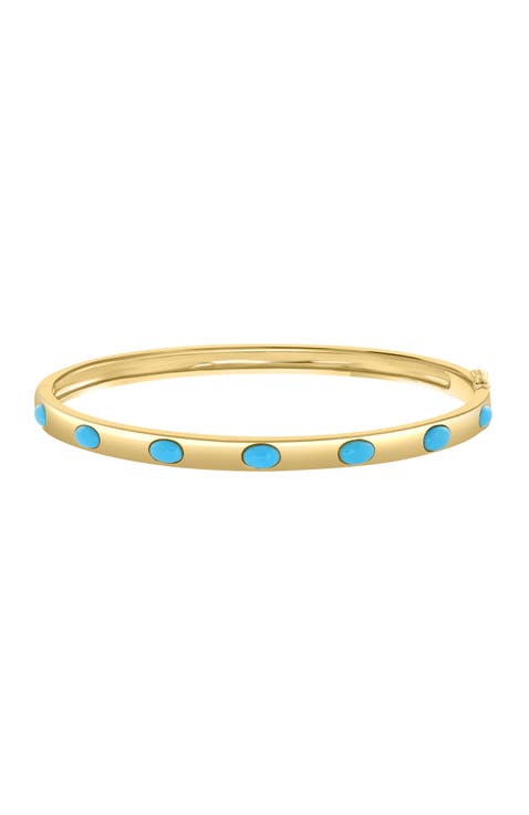 Gold Plated Silver Turquoise Bangle