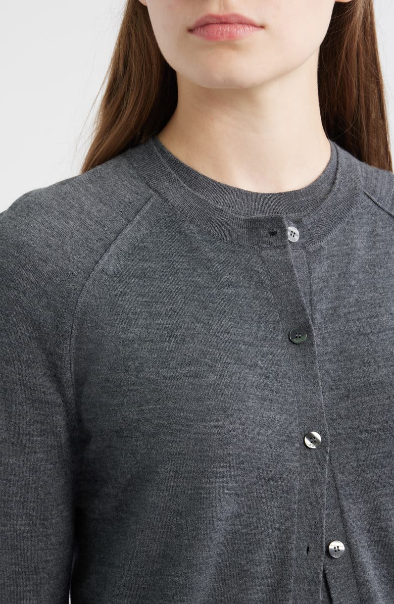 BOSS Fonami Virgin Wool Cardigan, Alternate, color, Charcoal Melange