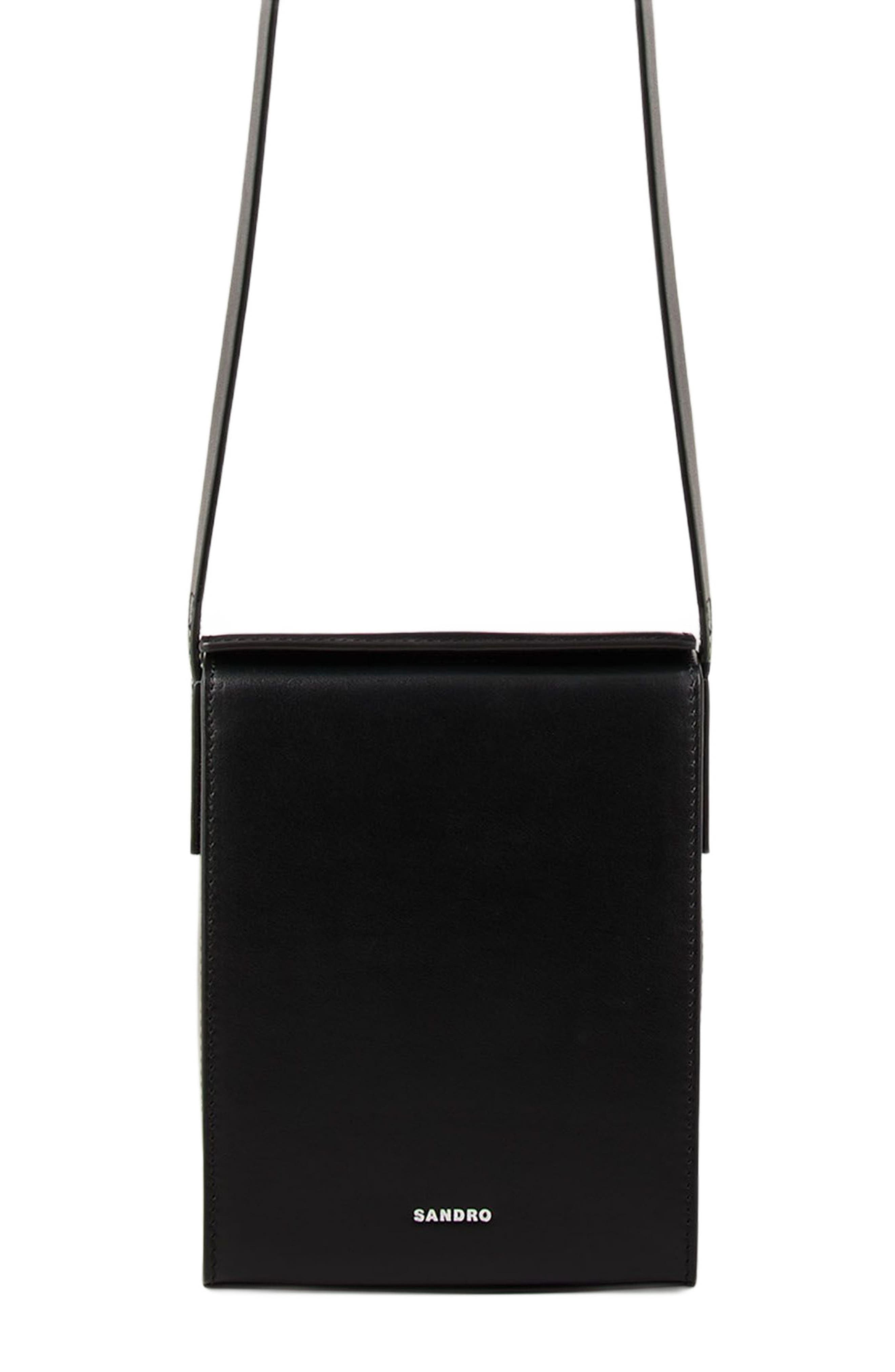 SANDRO Leather shoulder bag, Alternate, color, 