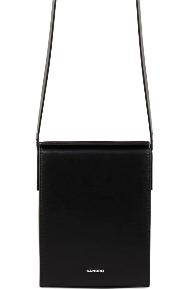 SANDRO Leather shoulder bag, Alternate, color,
