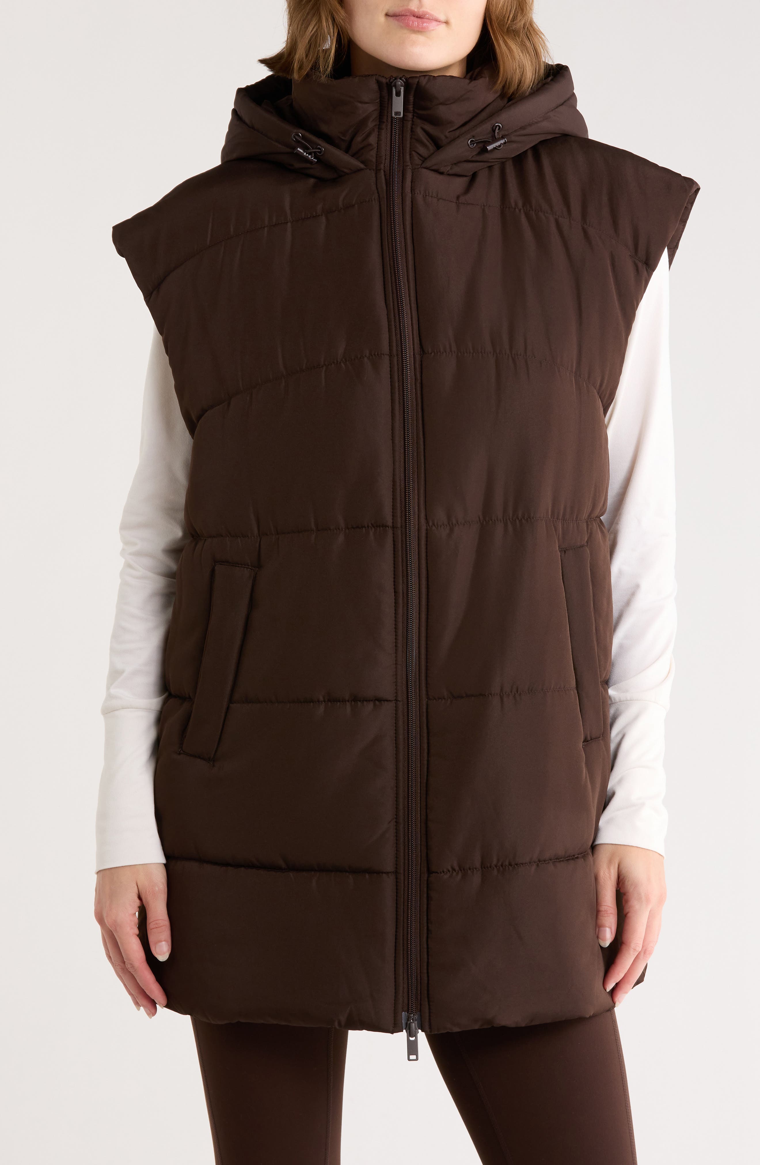 Z by Zella Hooded Long Quilted Vest