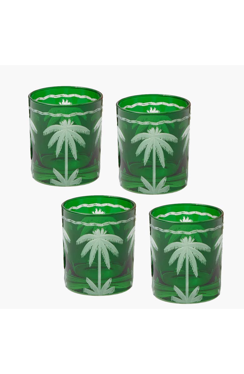 Mrs. Alice Emerald Palm Tree Glasses, Main, color, Green