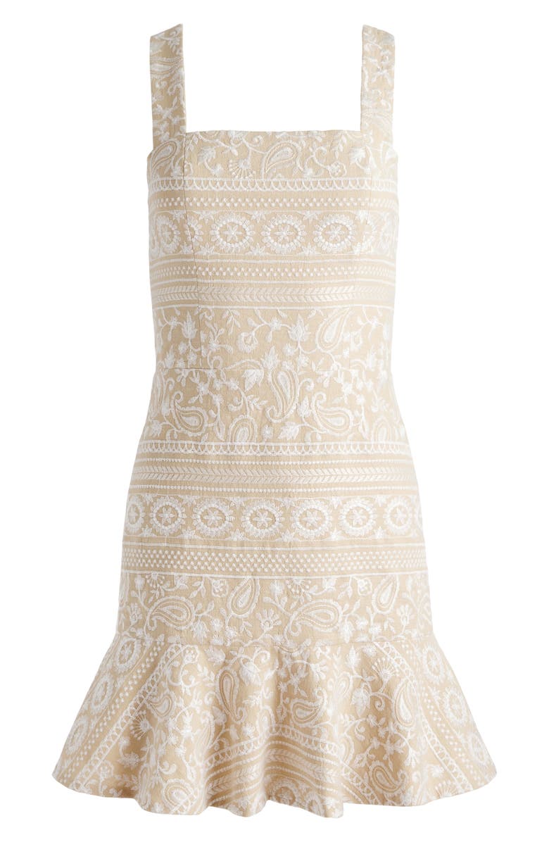 Alice + Olivia Kaidra Embroidered Square Neck Dress, Alternate, color,