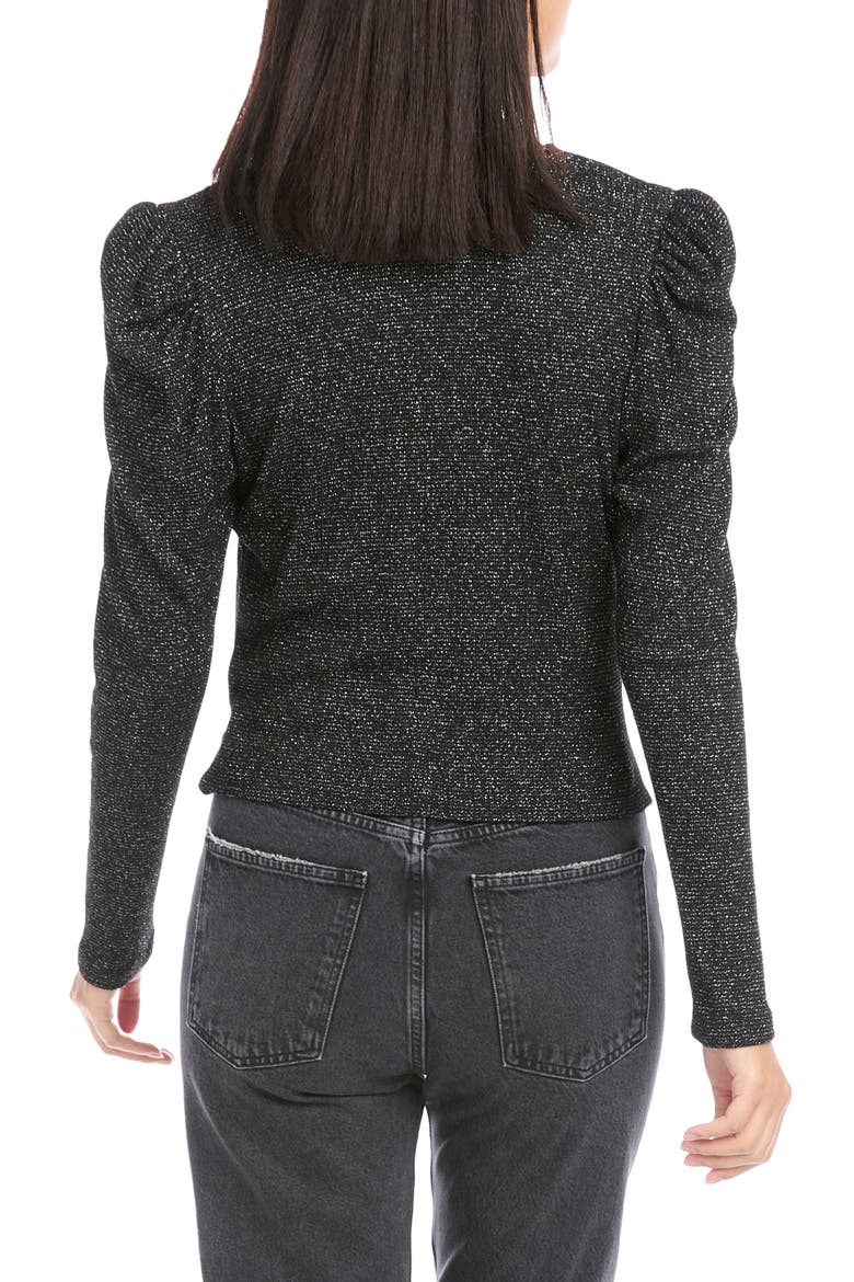 Metallic Twist Front V-Neck Top, Alternate, color, BLACK W/ SILVER