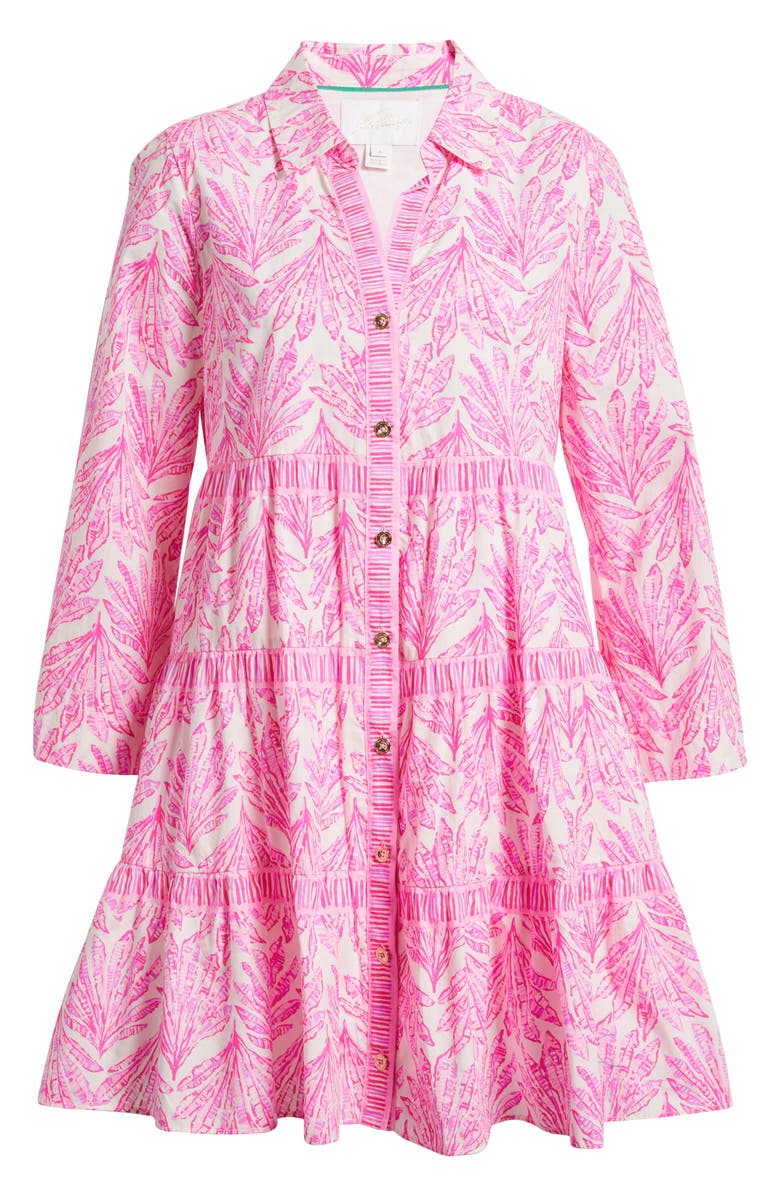 Lilly Pulitzer<sup>®</sup> Angie Tiered Long Sleeve Cotton Swing Shirtdress, Alternate, color, Pink Bliss Shady Babe