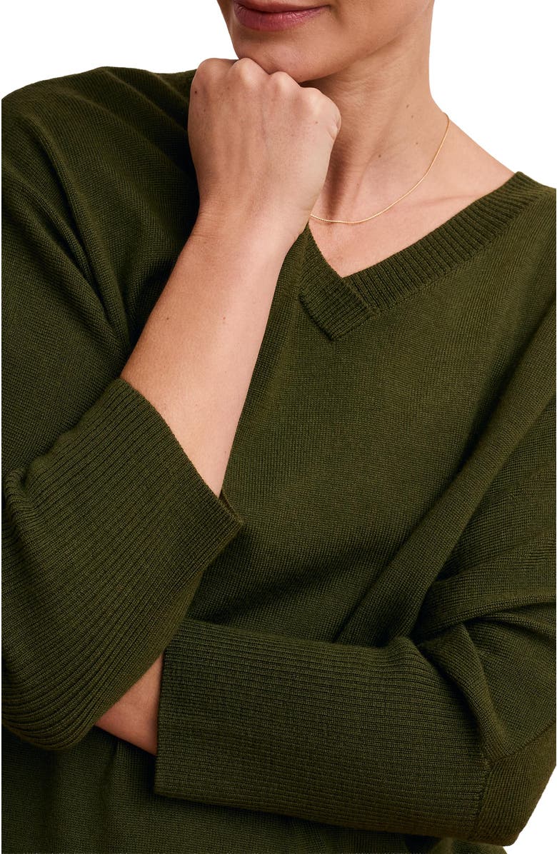 Celtic & Co. Slouchy V-Neck Pure Wool Jumper, Alternate, color, Olive